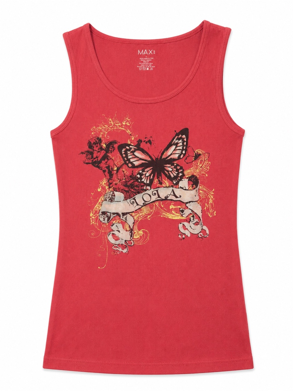 Max Rave Red Butterfly Graphic Tank Top